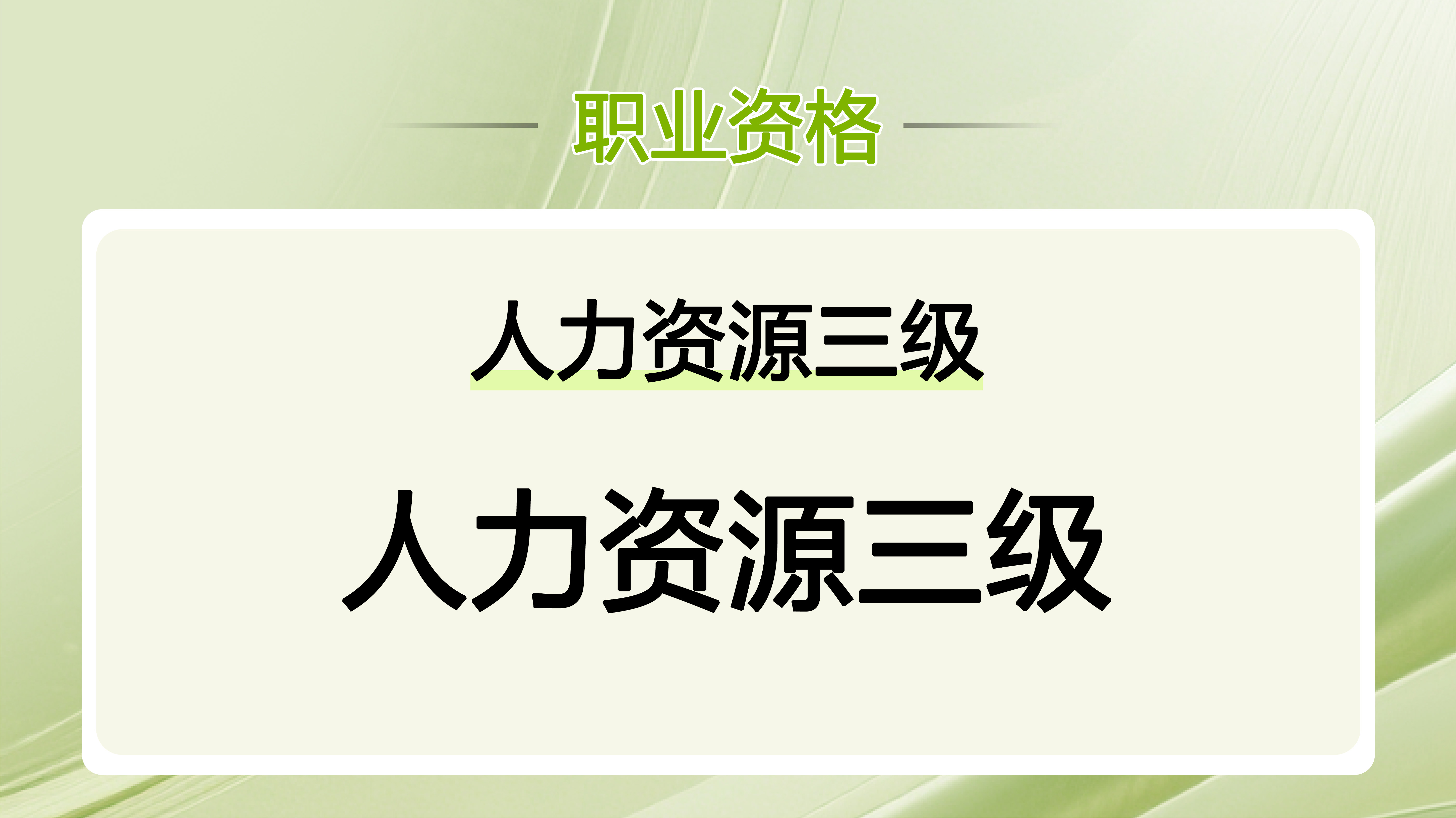 人力资源三级